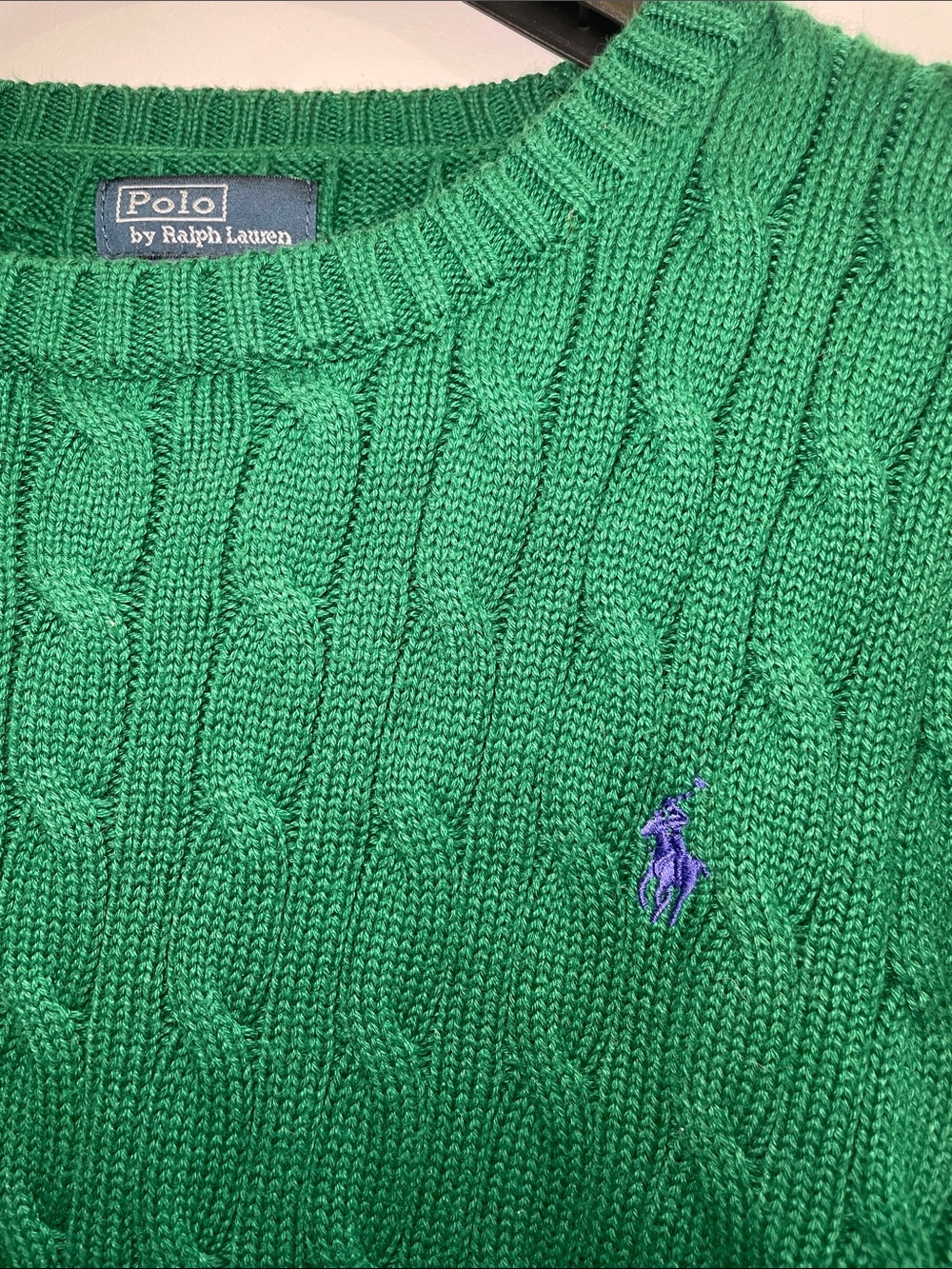 Polo by Ralph Lauren Emerald Green Cable-Knit Crewneck Sweater - Picture 2 of 10